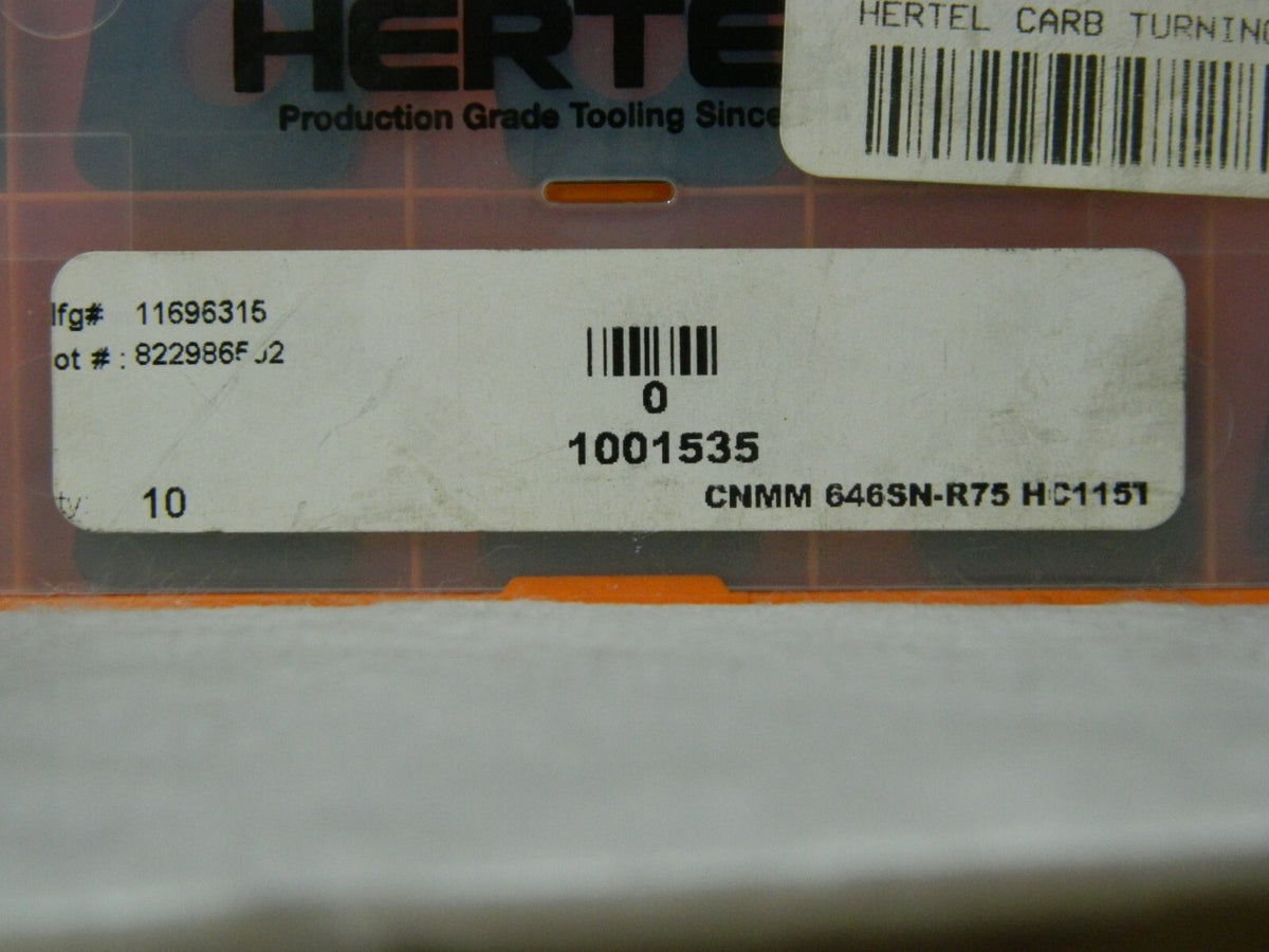 Hertel CNMM646SN-R75 HC115T Carbide Turning Insert 10 pack1001535