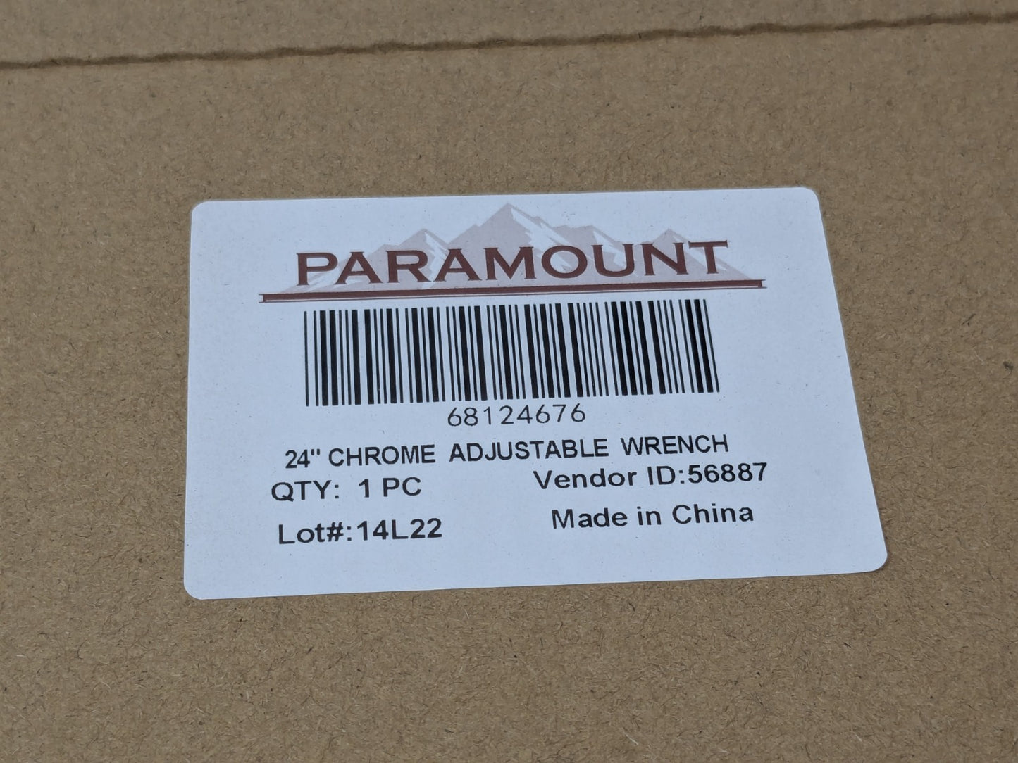 Paramount Adjustable Wrench 24" OAL X 2-3/4" Jaw Capacity 68124676
