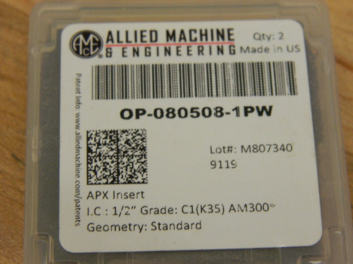 ALLIED Indexable Drill Inserts qty 2: OP08, , Carbide AM300