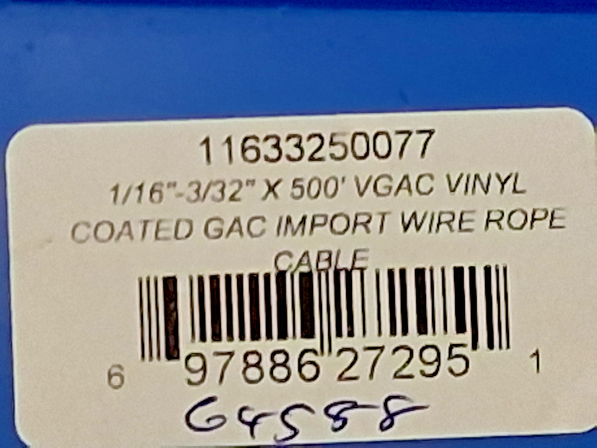 Lift-All Galvanized Steel Aircraft Cable 3/32" Overall Dia 500ft 11633250077