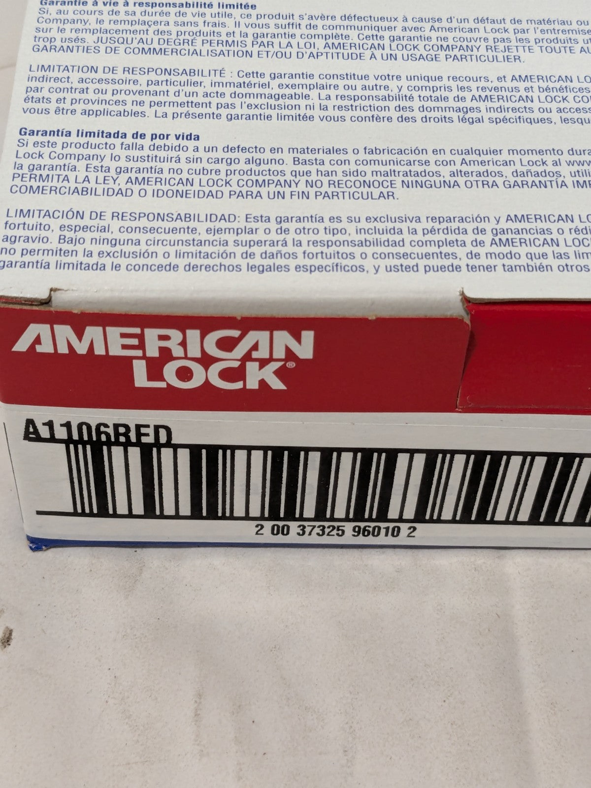 (6) American Lock Padlock: Keyed Different, Aluminum, Steel Shackle A1106RED
