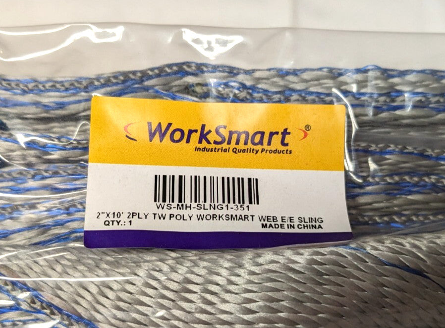 WorkSmart Twisted Eye Type 4 Web Sling 2" x 10' Long Polyester WS-MH-SLNG1-351