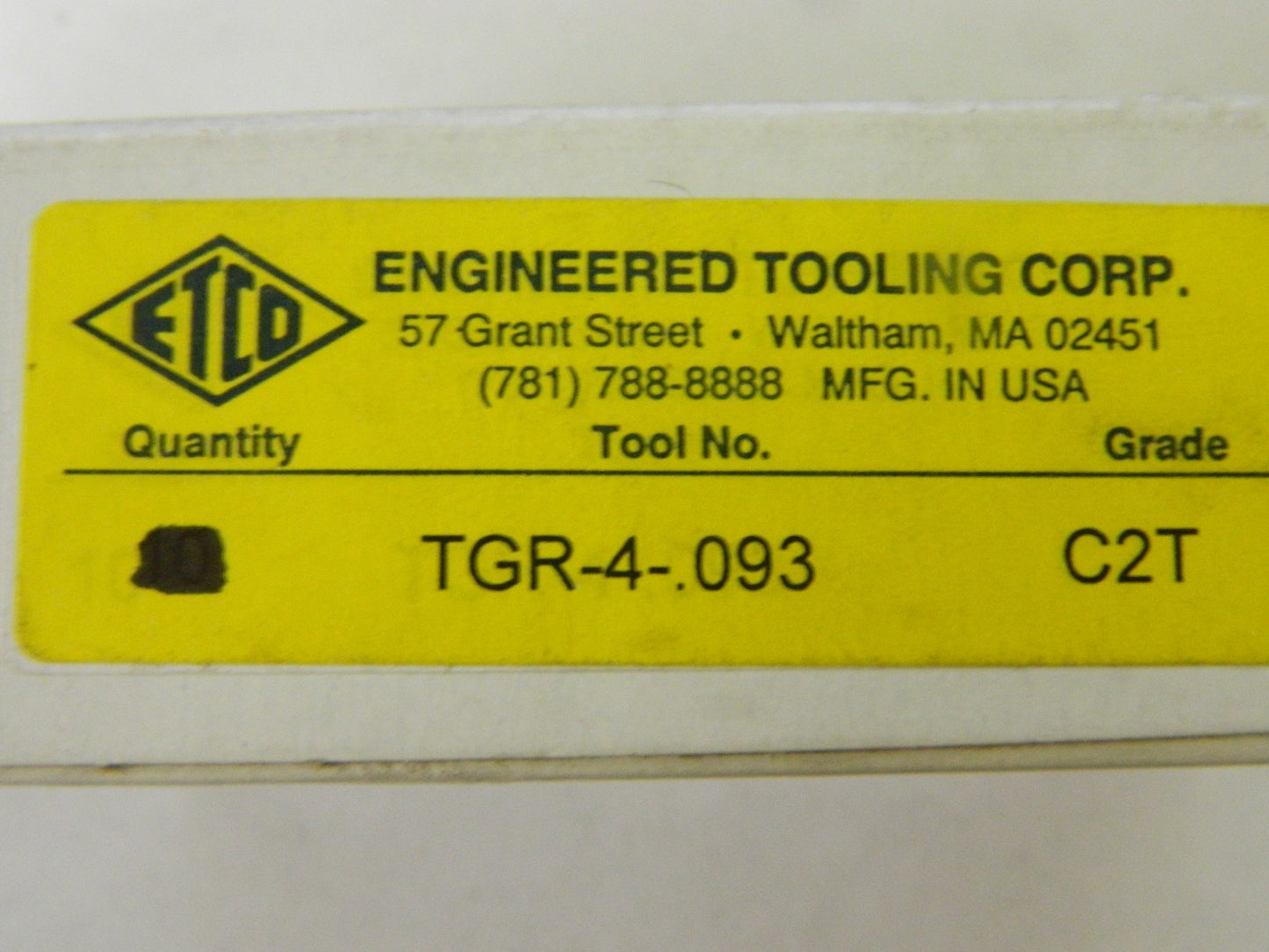ETCO Carbide Turning Inserts Grade C2T TGR-4-.093 pack of 7