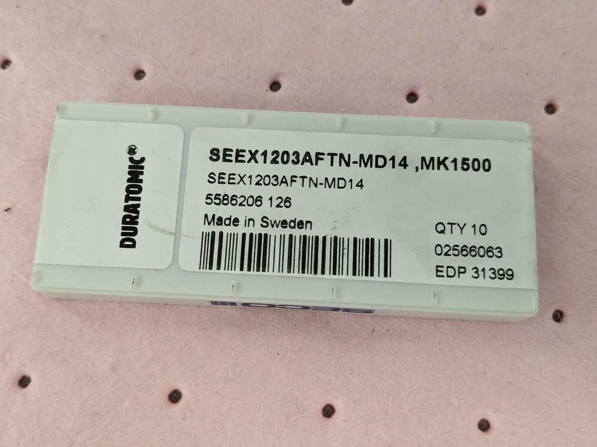 SECO Milling Inserts 10pc SEEX1203AFTN-MD14 MK1500, Carbide 02566063