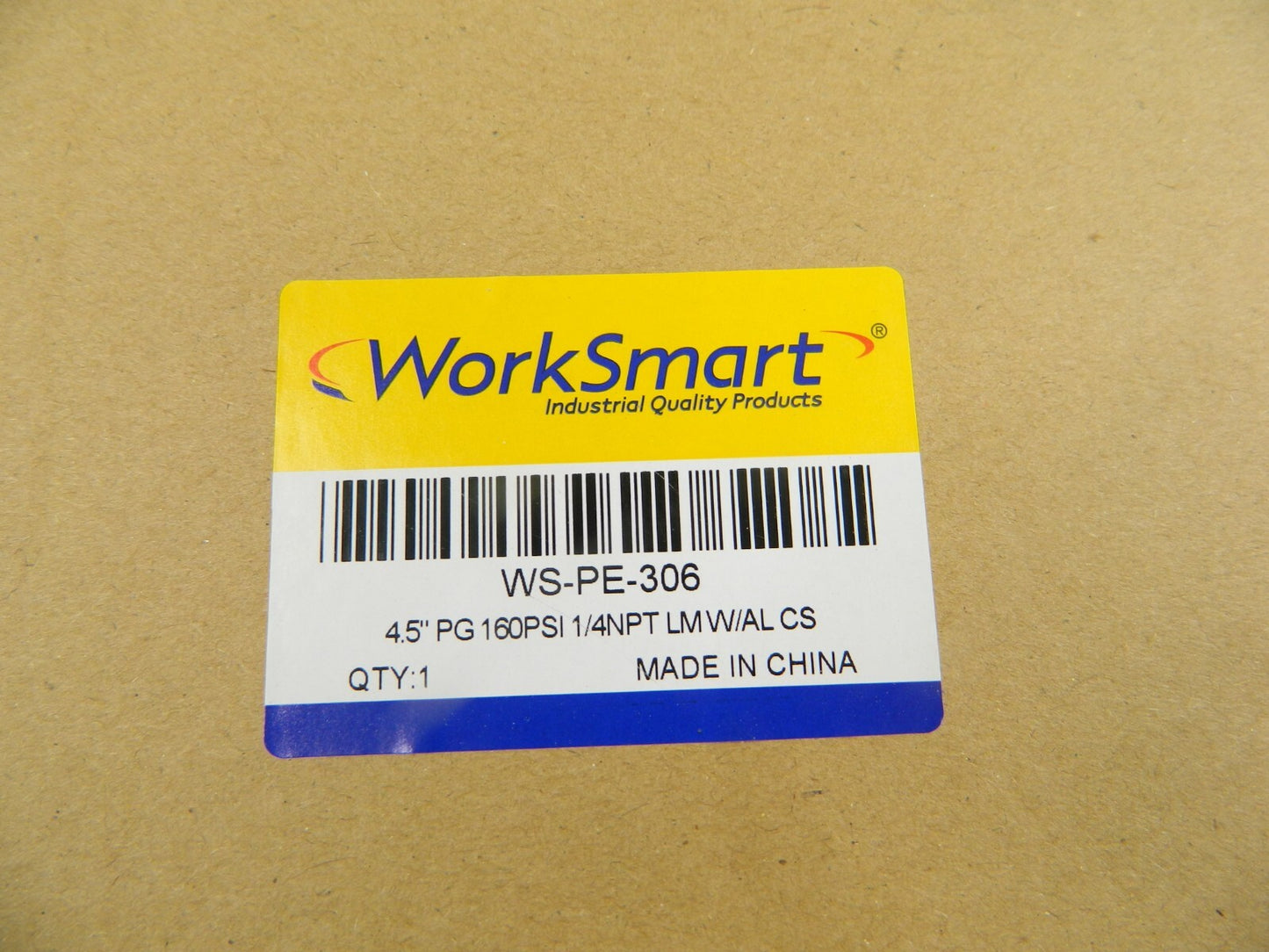 WorkSmart Pressure Gauge 4.5" 160 PSI 1/4NPT LM W/AL CS WS-PE-306