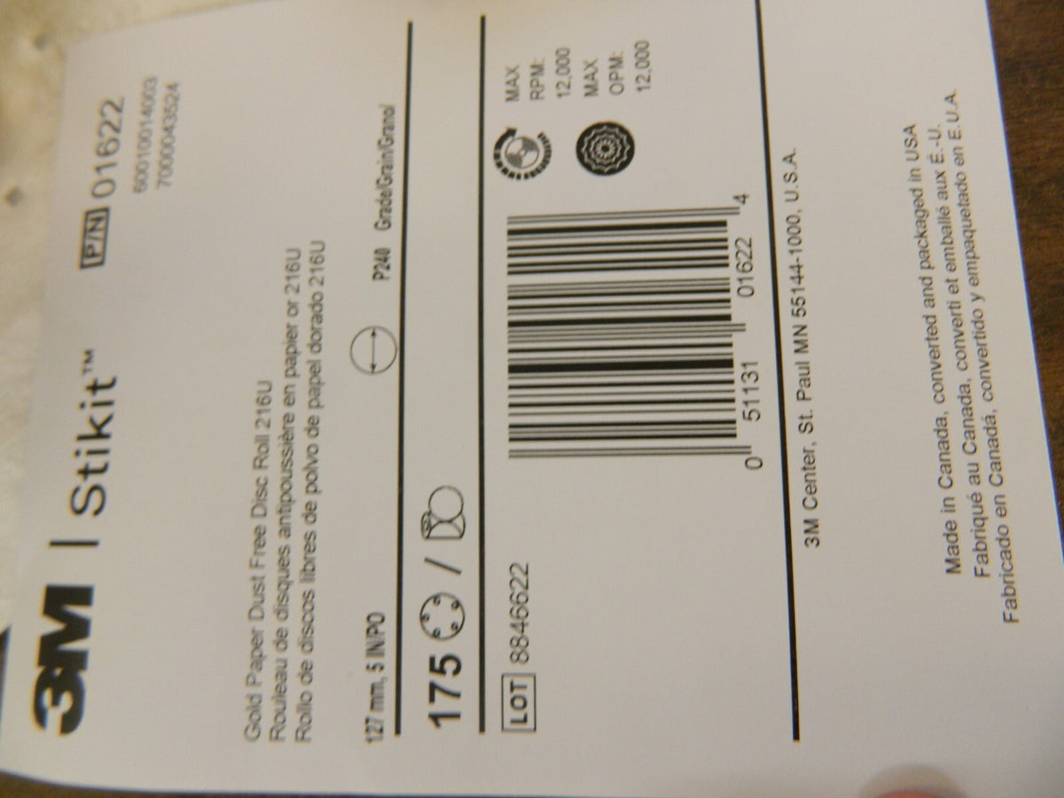 3M PSA Disc: 5" Disc Dia, 240 Grit, Aluminum Oxide 7000043524