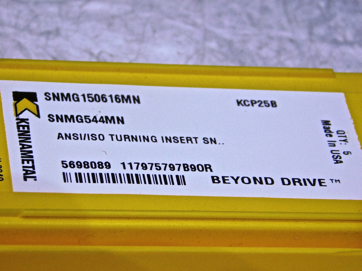 Kennametal Carbide Turning Inserts SNMG544MN Grade-KCP25B Qty 5 5698089