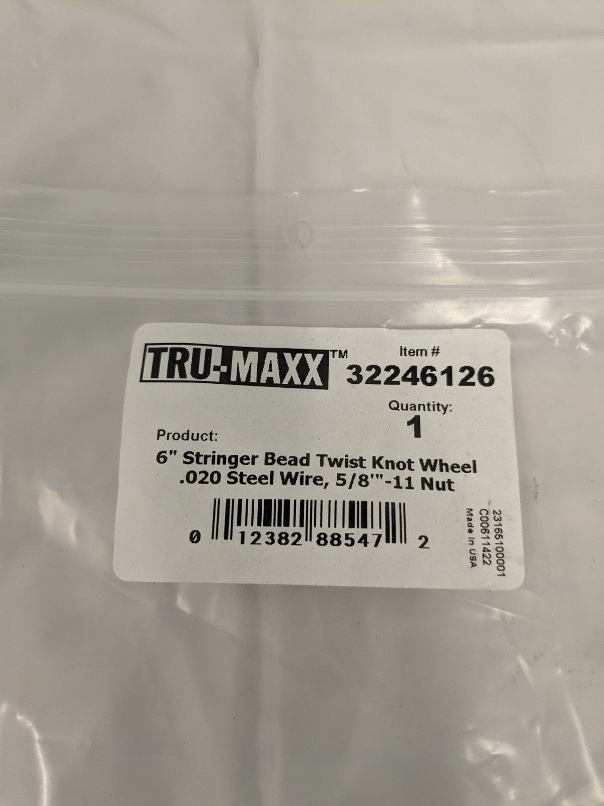 TRU-MAXX Wheel Brush: 6" Wheel Dia, Stringer Bead 88547