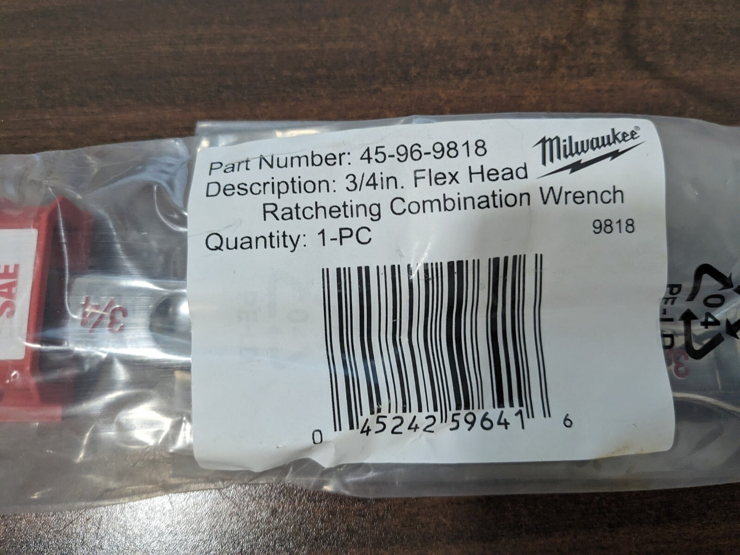 MILWAUKEE TOOL Combination Wrench: 3/4" Head Size 45-96-9818