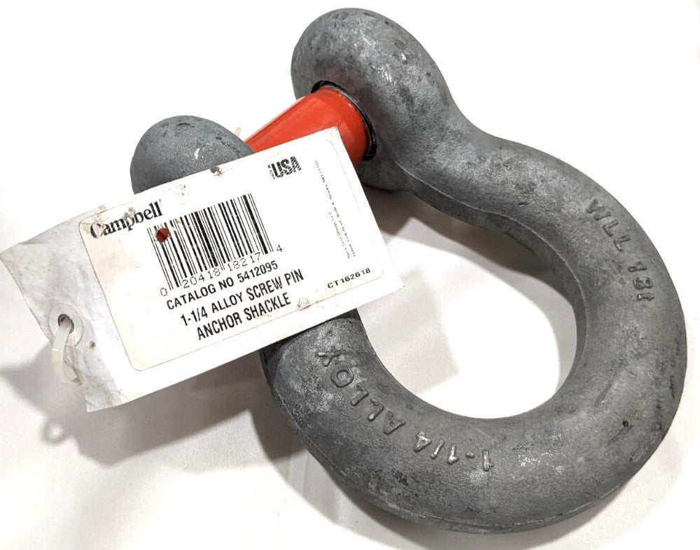 CAMPBELL 1-1/4" Anchor Shackle Galvanized Alloy Steel 18-Ton WLL 5412095