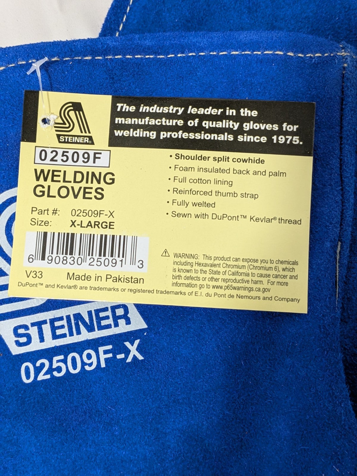 STEINER Welding Gloves: Steiner Size X-Large, Cowhide Leather 02509F-X