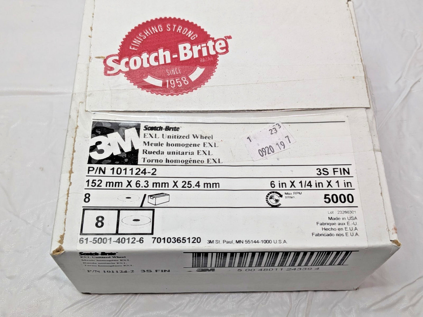 3M Scotch-Brite EXL Unitized Wheels 6 x 1/4 x 1 3S FIN 101124-2 QTY 8 7010365120