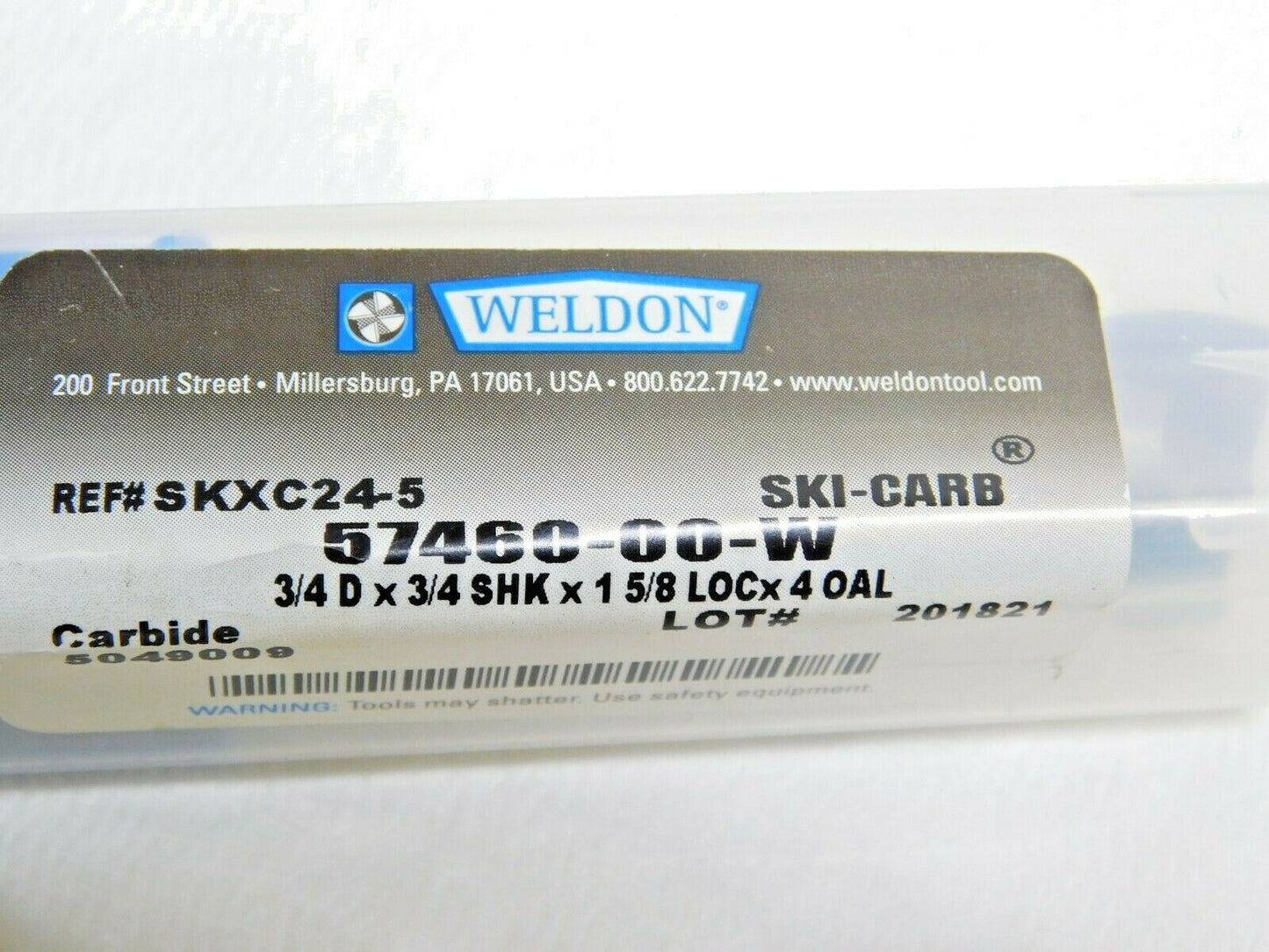Weldon Carbide Roughing/Finishing Square End Mill 3/4"D x 4" OAL 2FL 57460-00-W