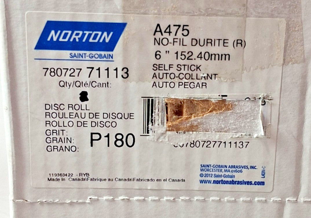 Norton Silicon Carbide Dia PSA Discs Roll 6" 180 Grit VFG QTY250 78072771113