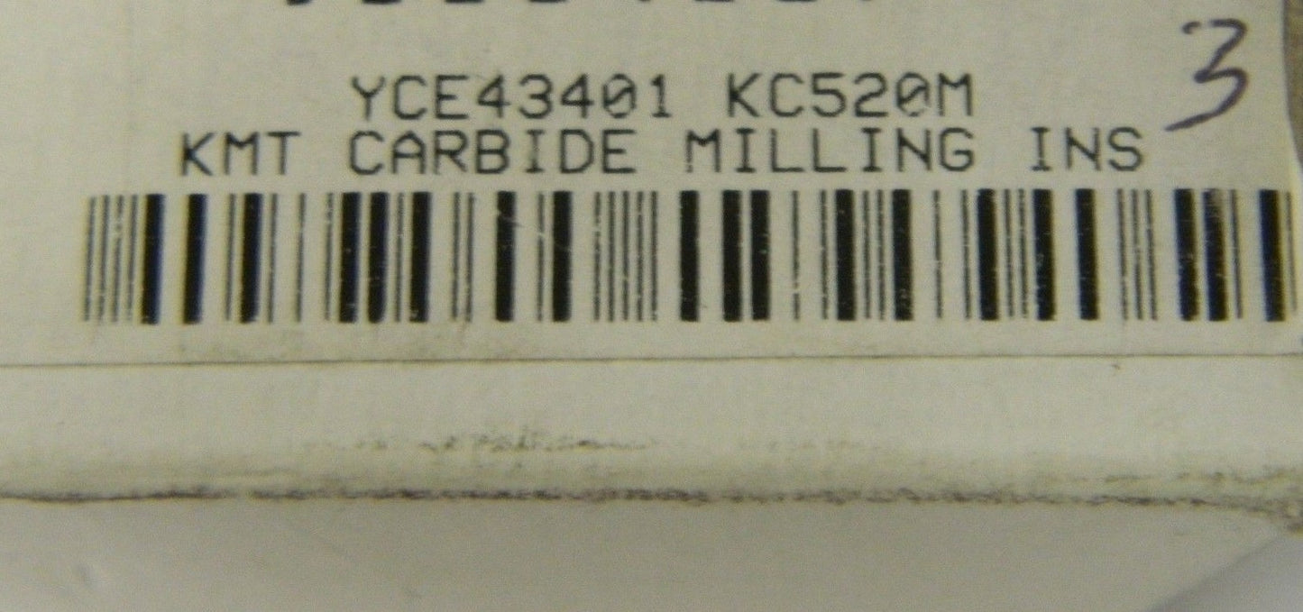 Kennametal Carbide Milling Inserts YCE4340 KC520M QTY 5 2265232
