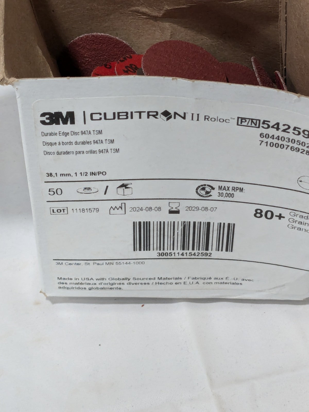 3M Quick-Change Disc: Roloc TSM, 1-1/2" Dia, 80 Grit Qty 50 7100076928