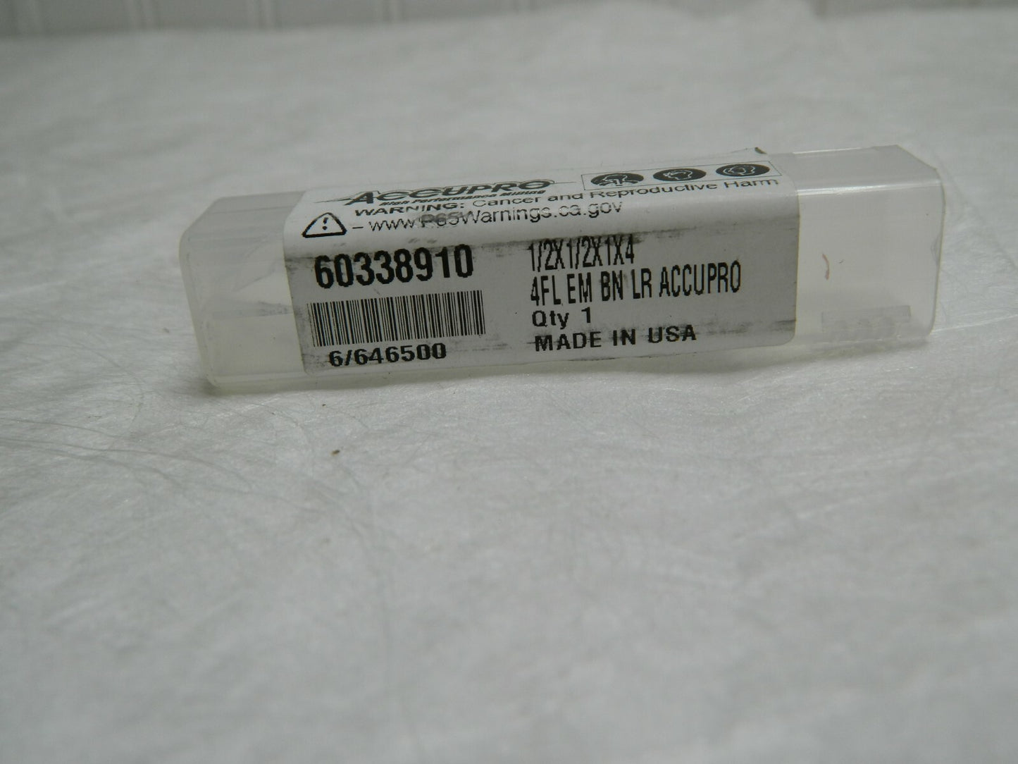ACCUPRO 1/2 Diam, 1 LOC, 4 Flute Solid Carbide Ball End Mill 60338910
