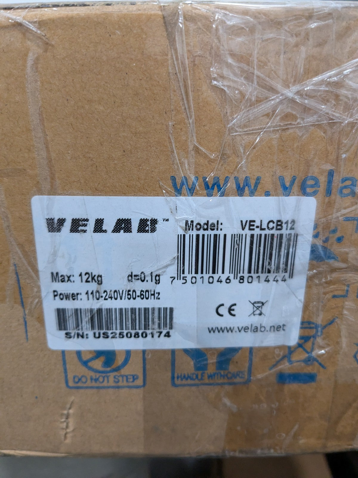 Velab Compact Bench Scale 25 lb x 0.0002 lb, Stainless Steel Pan, RS232 VE-LCB12