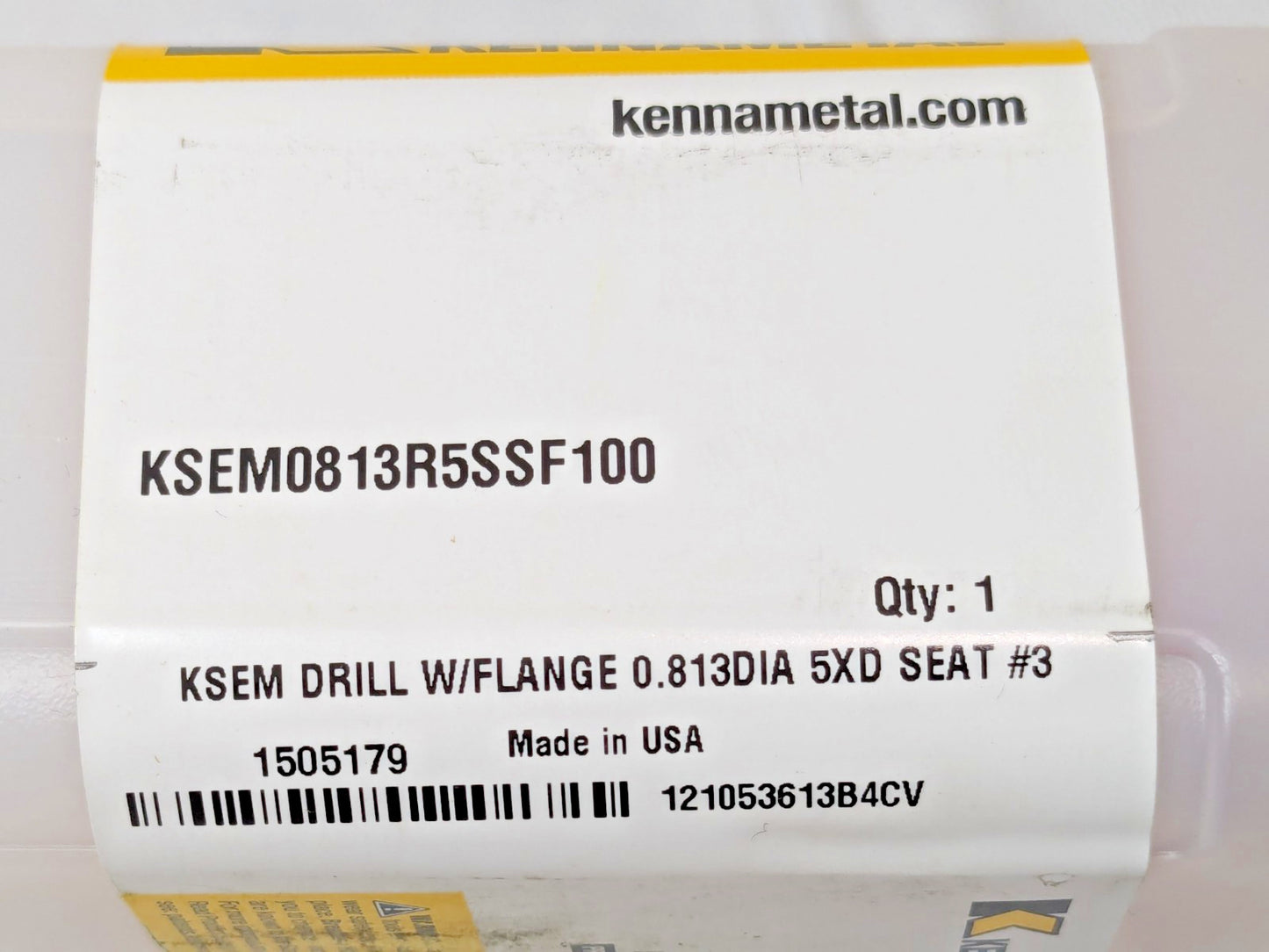 Kennametal Replaceable-Tip Drill 0.813" Dia 5XD Seat #3 KSEM0813R5SSF100 1505179