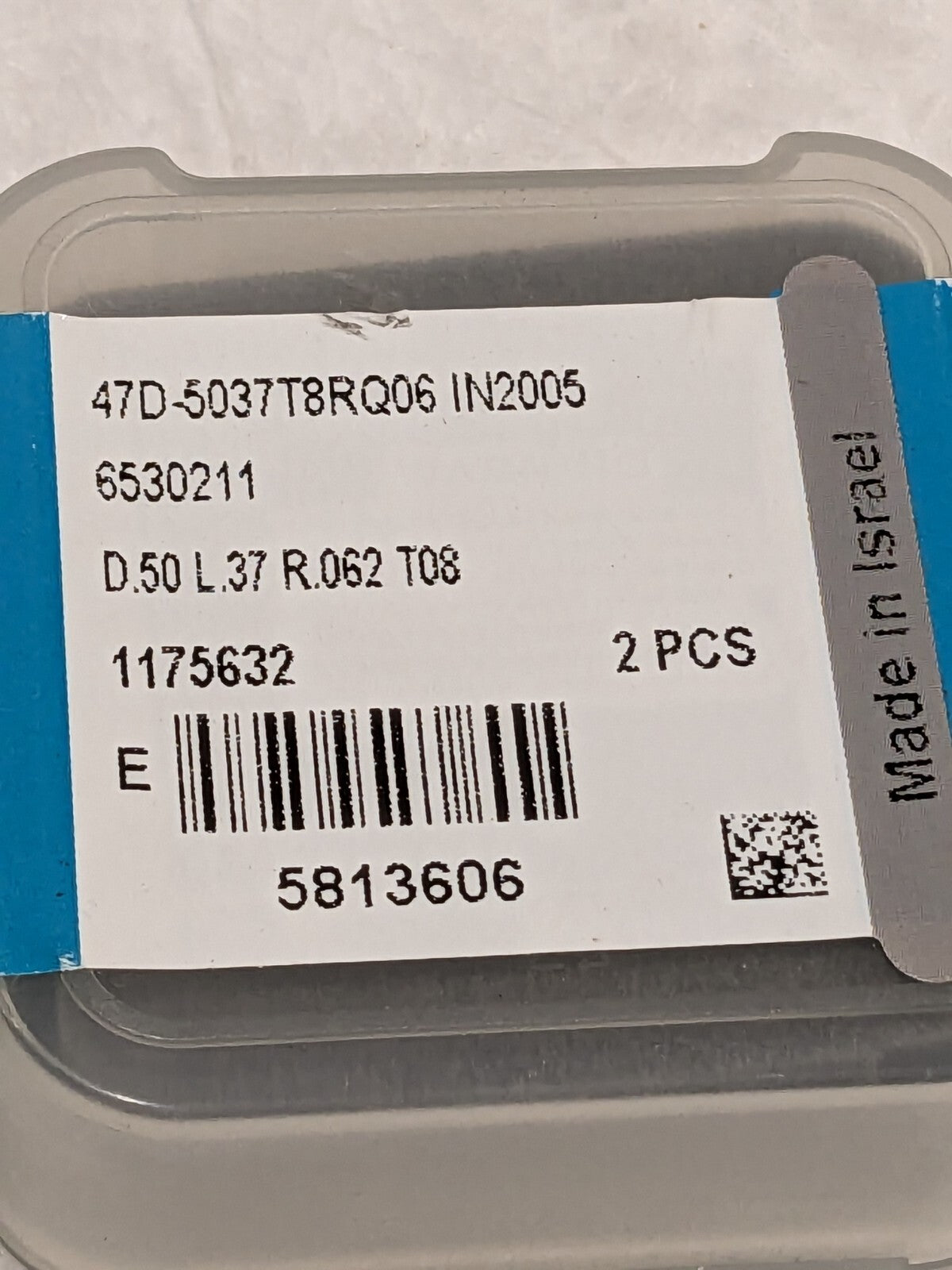 Ingersoll Carbide Milling Insert .50 X .37 X .062 Qty 2 5813606