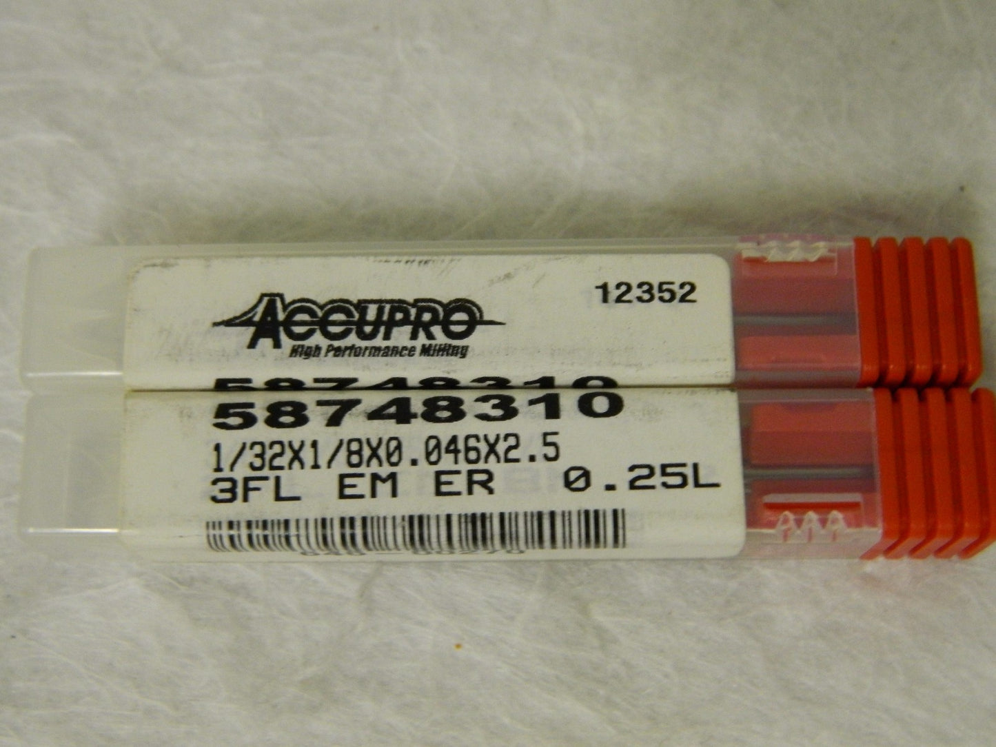 Accupro Square End Mill 1/32" Dia. x 2-1/2" OAL 3FL Carbide Qty. 2 58