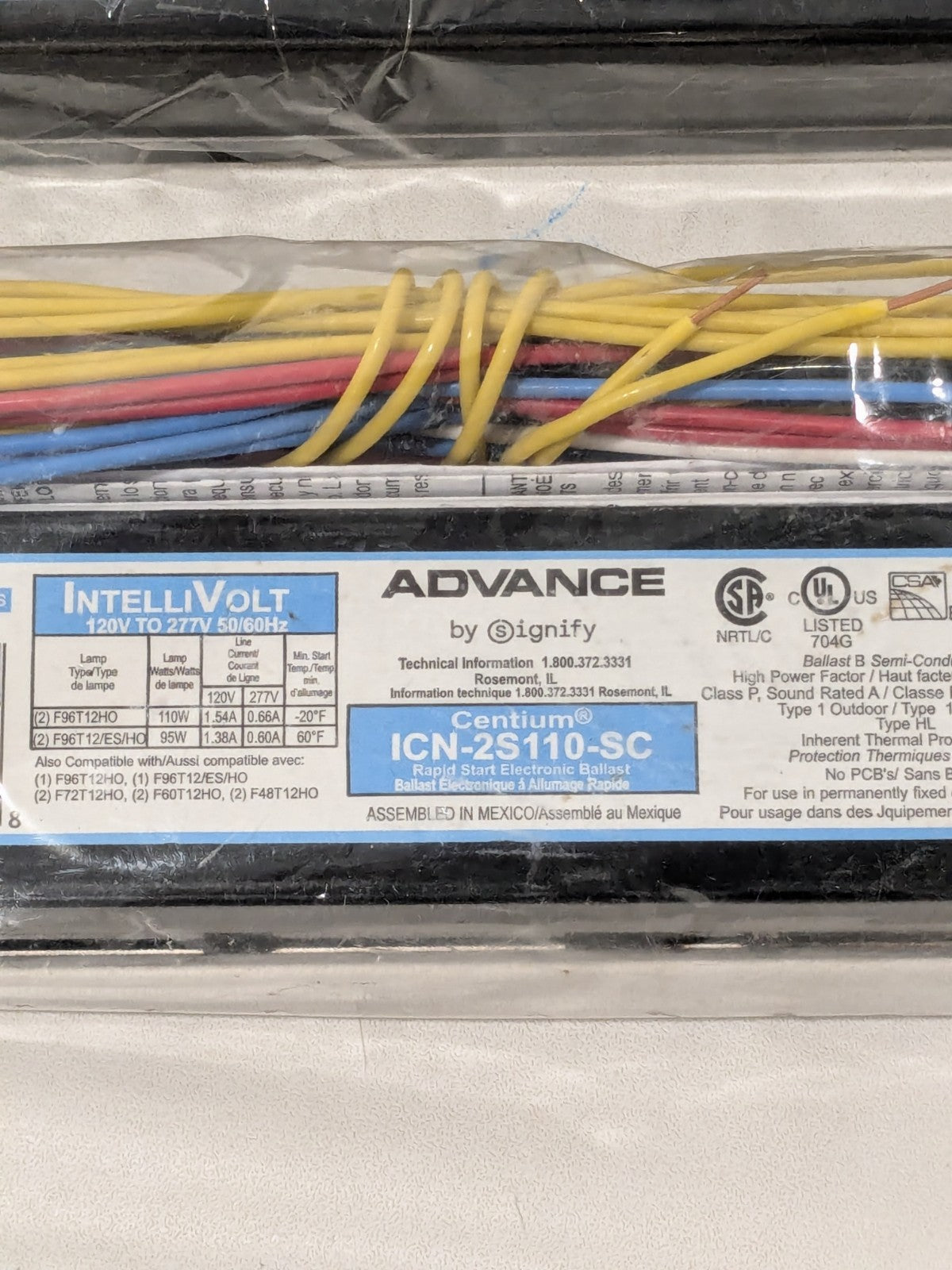 Advance Lamp Fluorescent Electronic Ballast 110W 120-277V Qty 2 ICN-2S110-SC
