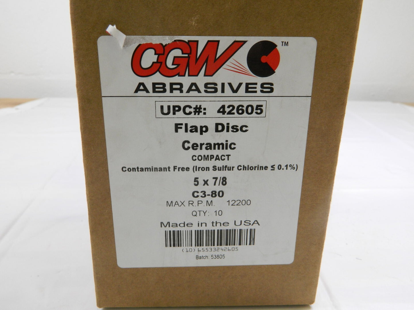 CGW Abrasives Flap Disc: 7/8 Hole, 80 Grit, Ceramic Qty 10 42605