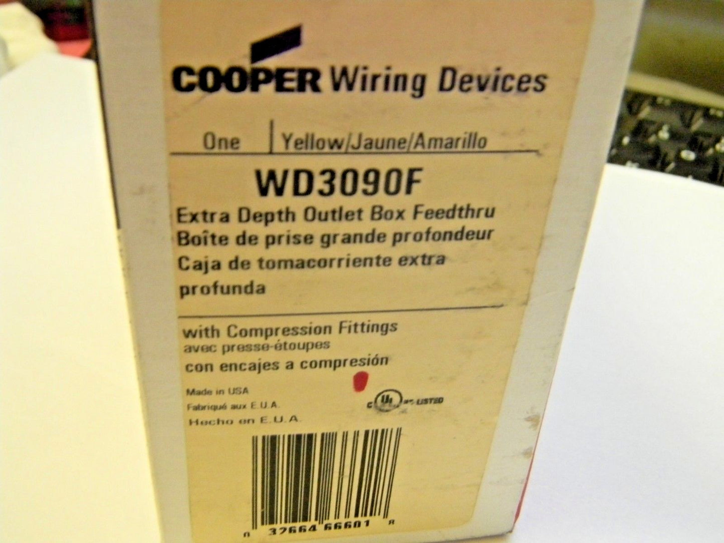 Cooper Wiring Devices 1 Gang Weather Resistant Yellow Outlet Box WD3090F