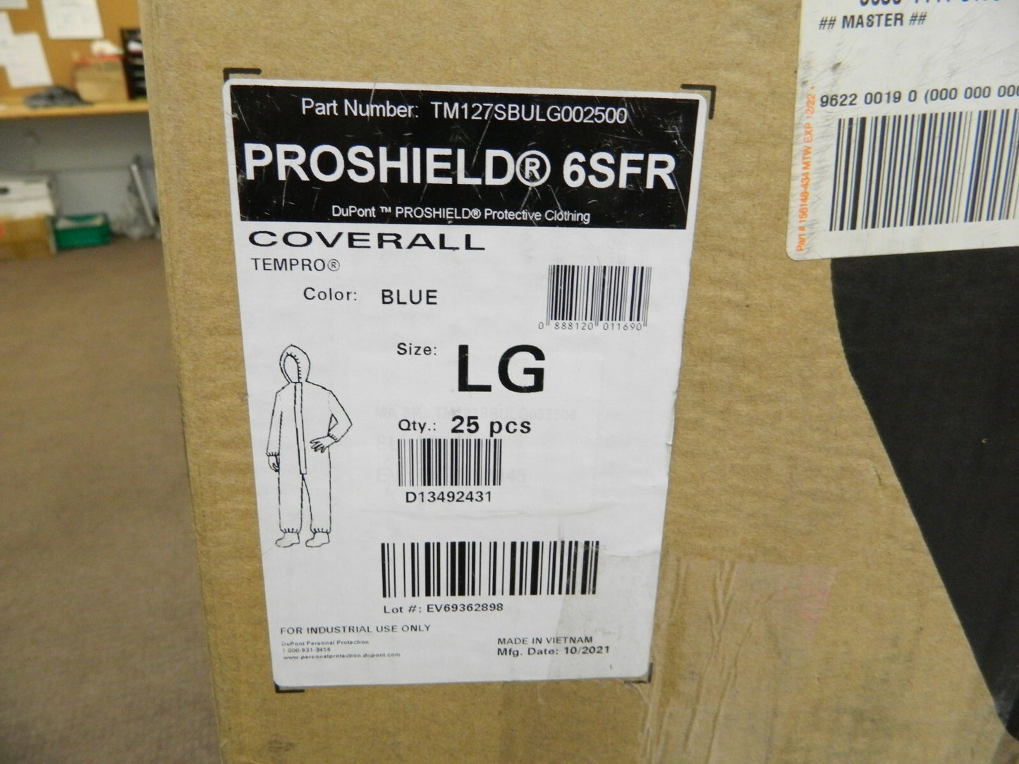 DUPONT Disposable Coveralls Flame-Resistant Sz L Qty 25 TM127SBULG002500