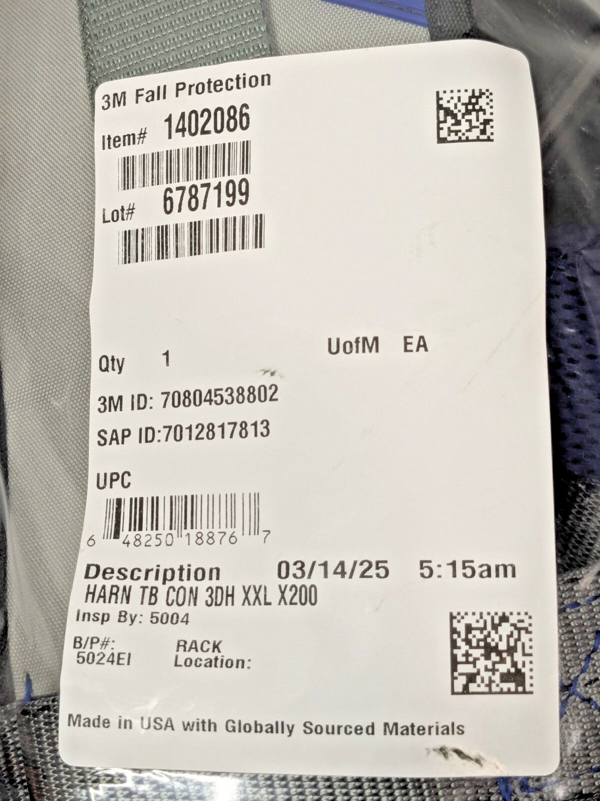 3M DBI-SALA ExoFit X200 Construction Style Safety Harness XXL 1402086 7012817813