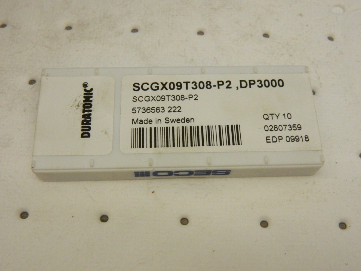 SECO Indexable Drill Inserts:qty 10 SCGX09P2 DP3000, Carbide 02807359