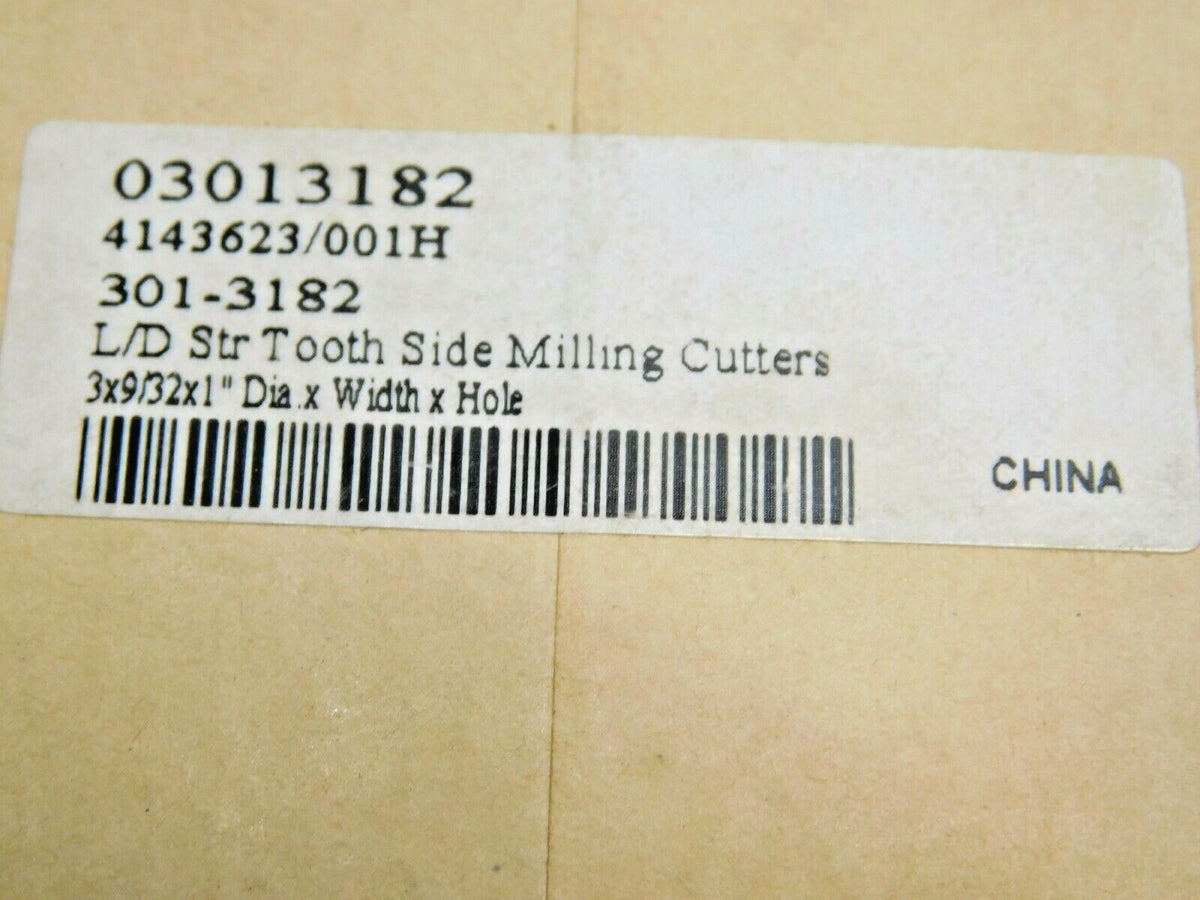 Side Milling Cutter HSS Straight Tooth 3" Diam x 9/32" Face Width 16T 301-3182