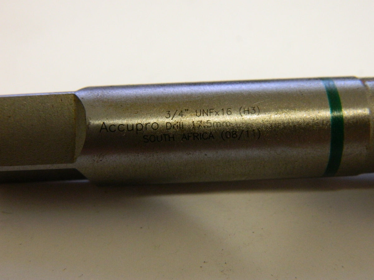 Accupro 3/4-16 UNF HS 4 Flute Green band HSS Tap QTY 2