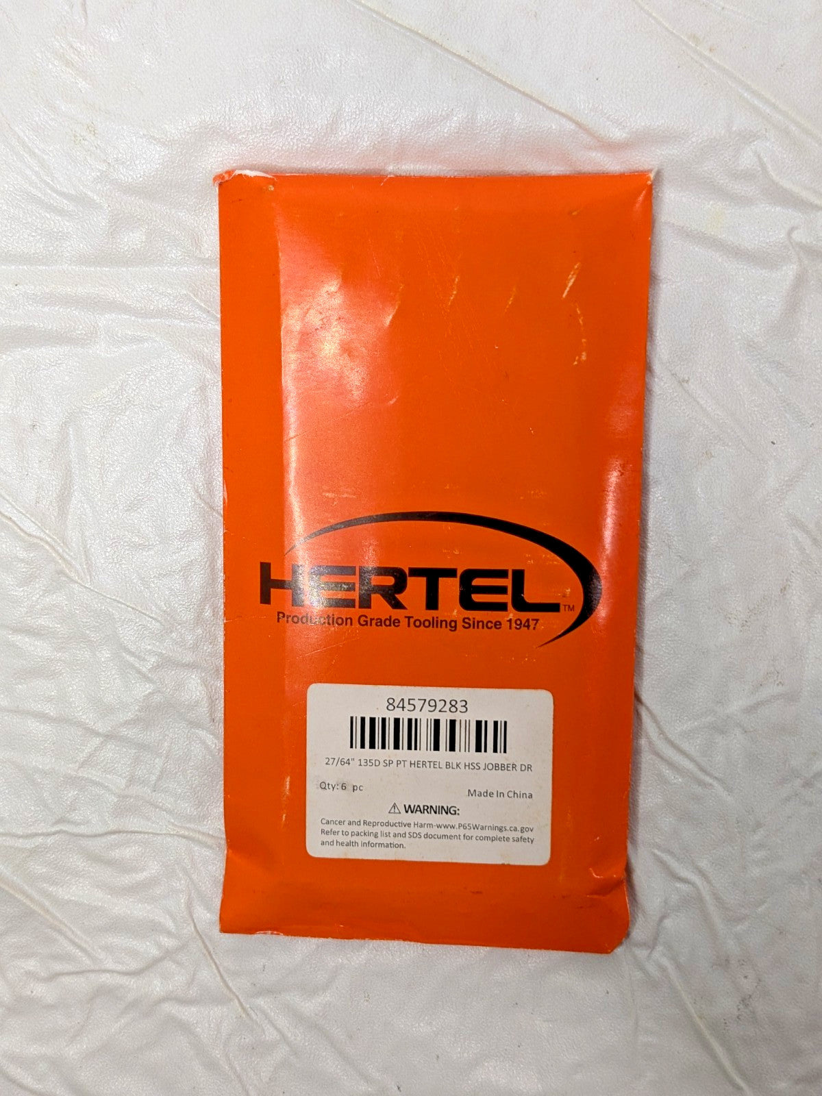 Hertel Jobber Length Drill Bits HSS 27/64" (0.4219) Dia 135 Deg QTY 6 84579