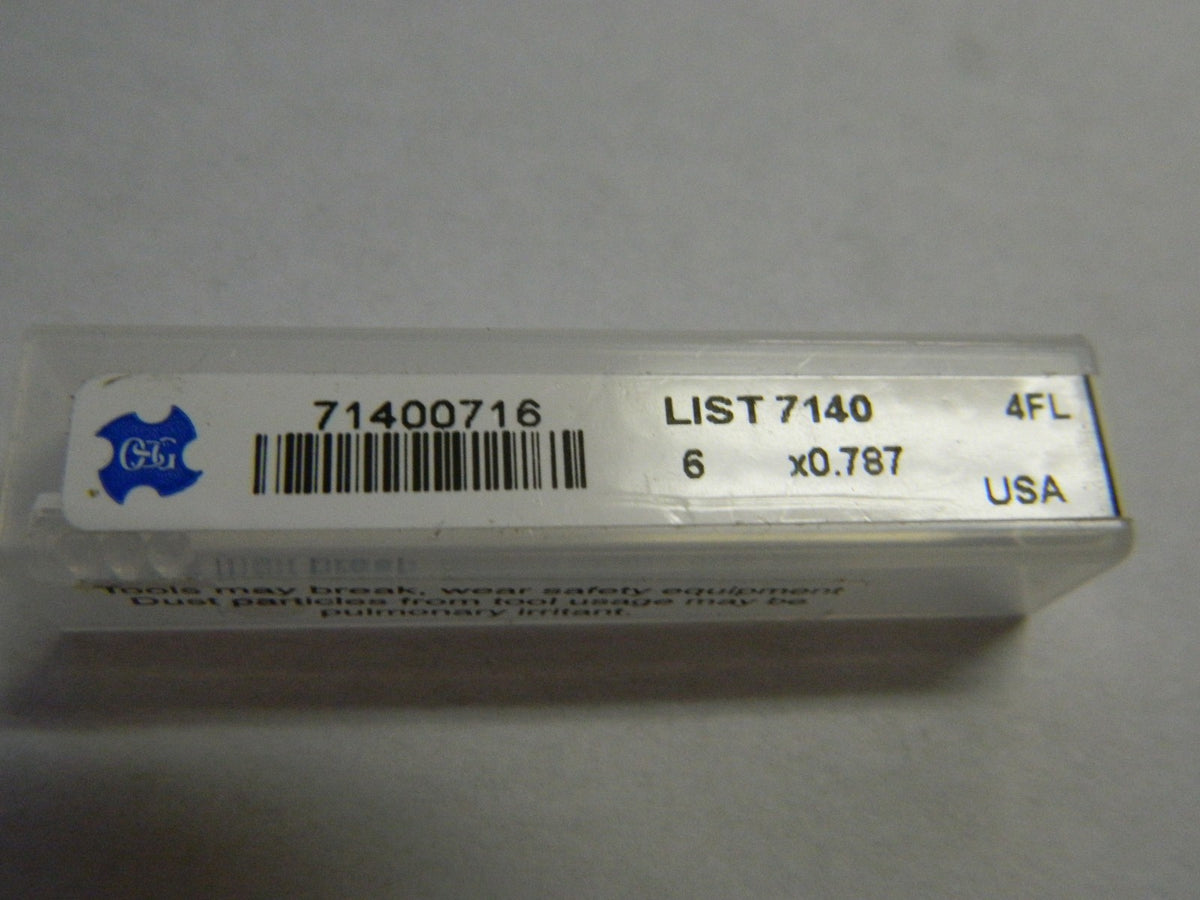 OSG ExoCarb Square End Mill 6mm Dia. x 20mm LOC 4FL Carbide 71400716