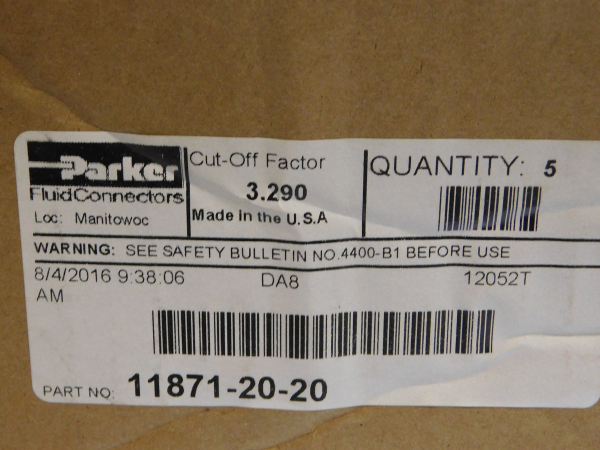 Parker Hydraulic Elbow Hose Fitting 67-1/2º 1.25 Code 61 Flange11871-20-20 USA