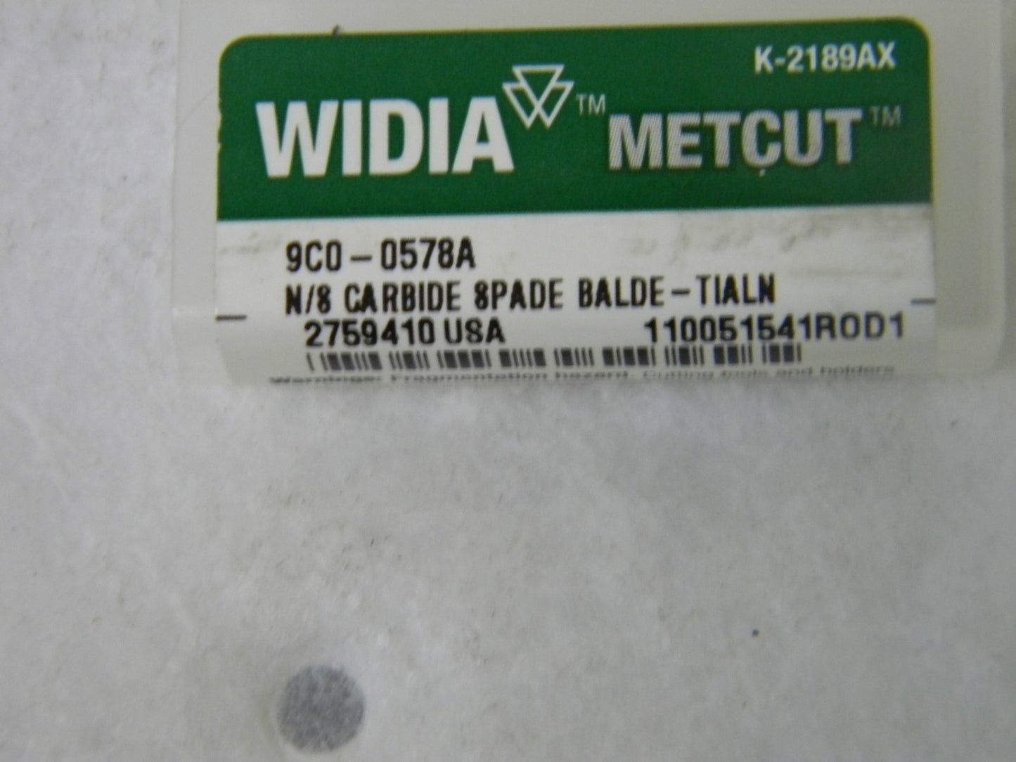 Widia Metcut N8 Carbide Spade Blade Drill Insert .578 TiAN Coated 9C0-0578A