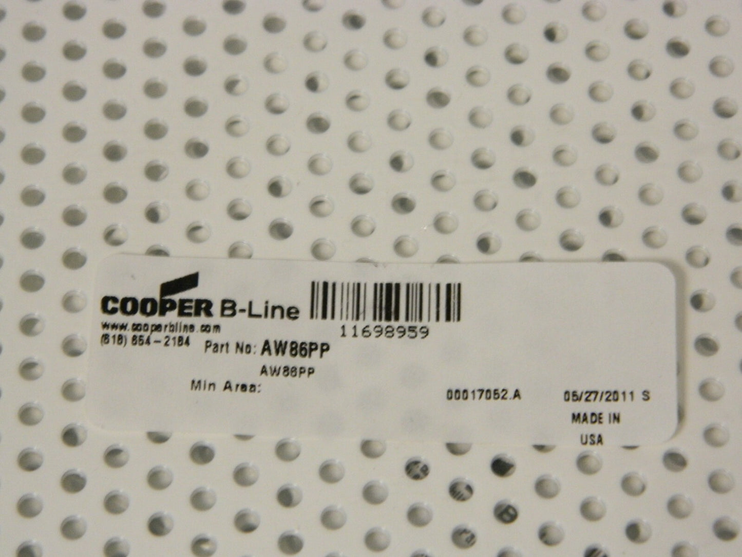 Cooper B-Line Electrical Panels 4-7/8" W x 6-7/8" H Powder Coat Qty 10 AW86PP