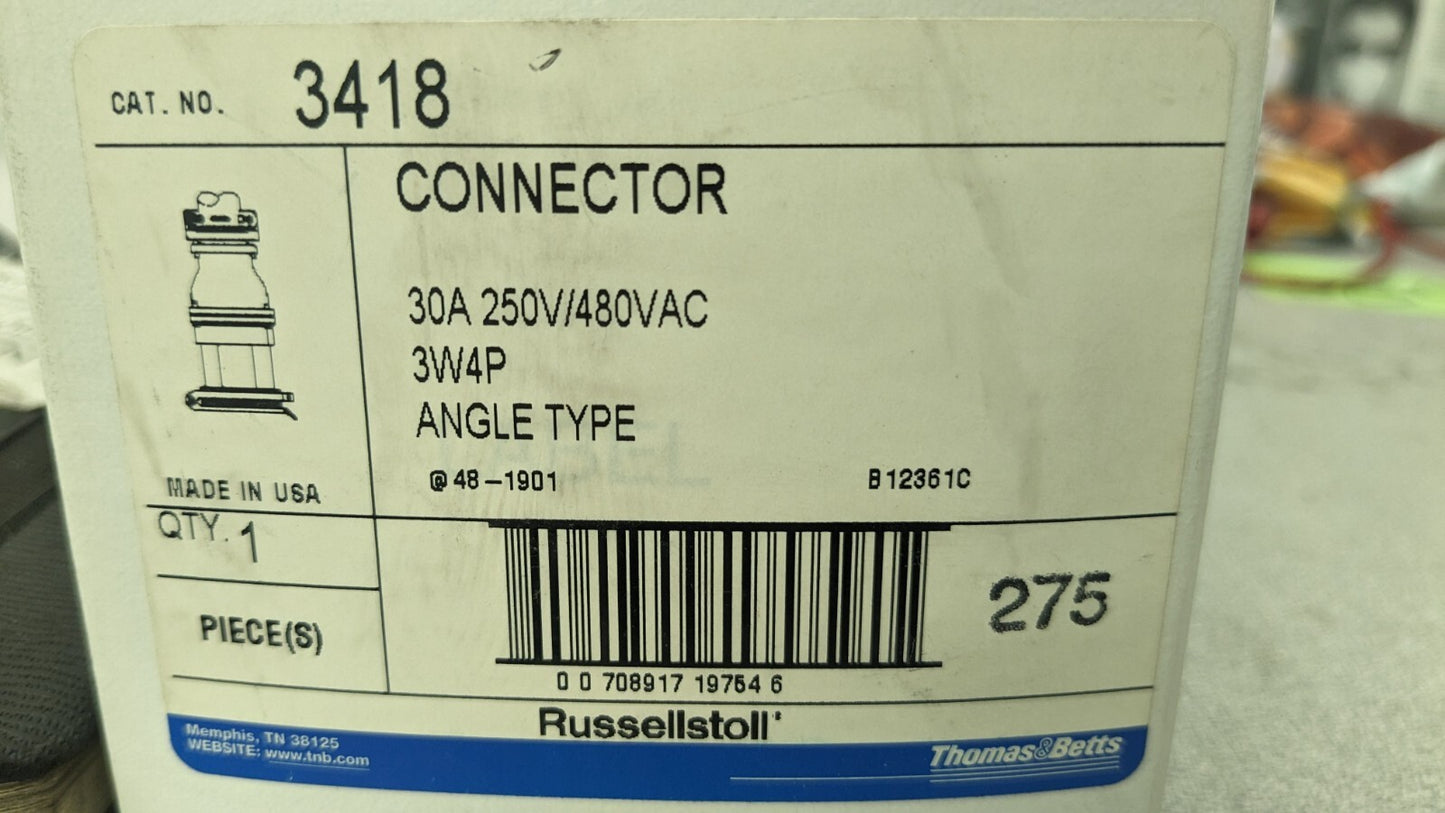 THOMAS & BETTS 3418 CONNECTOR 30A 3P4W 480VAC NEW
