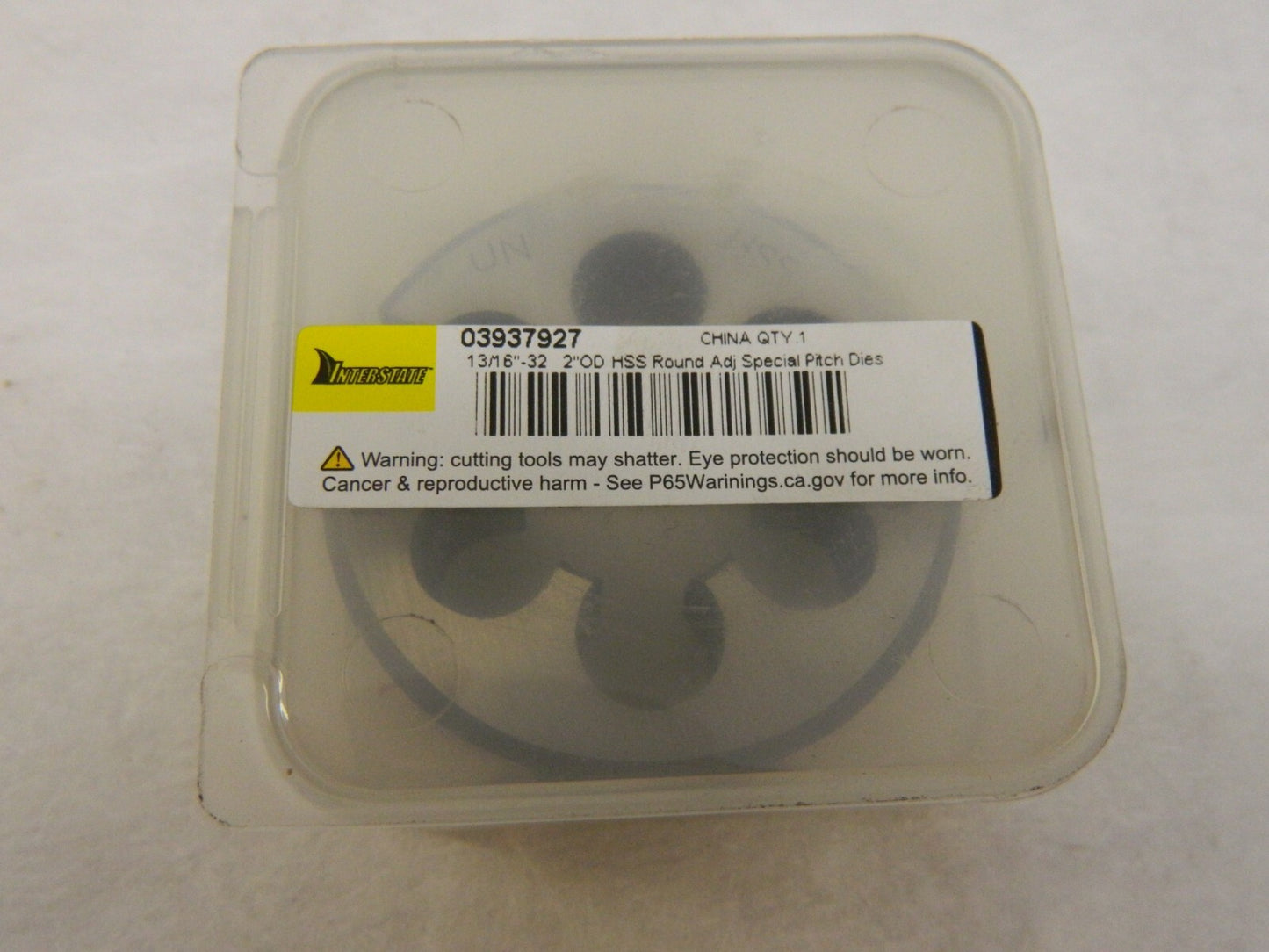 interstate Round Die: 13/16-32, 2 OD, High Speed Steel 315-1316