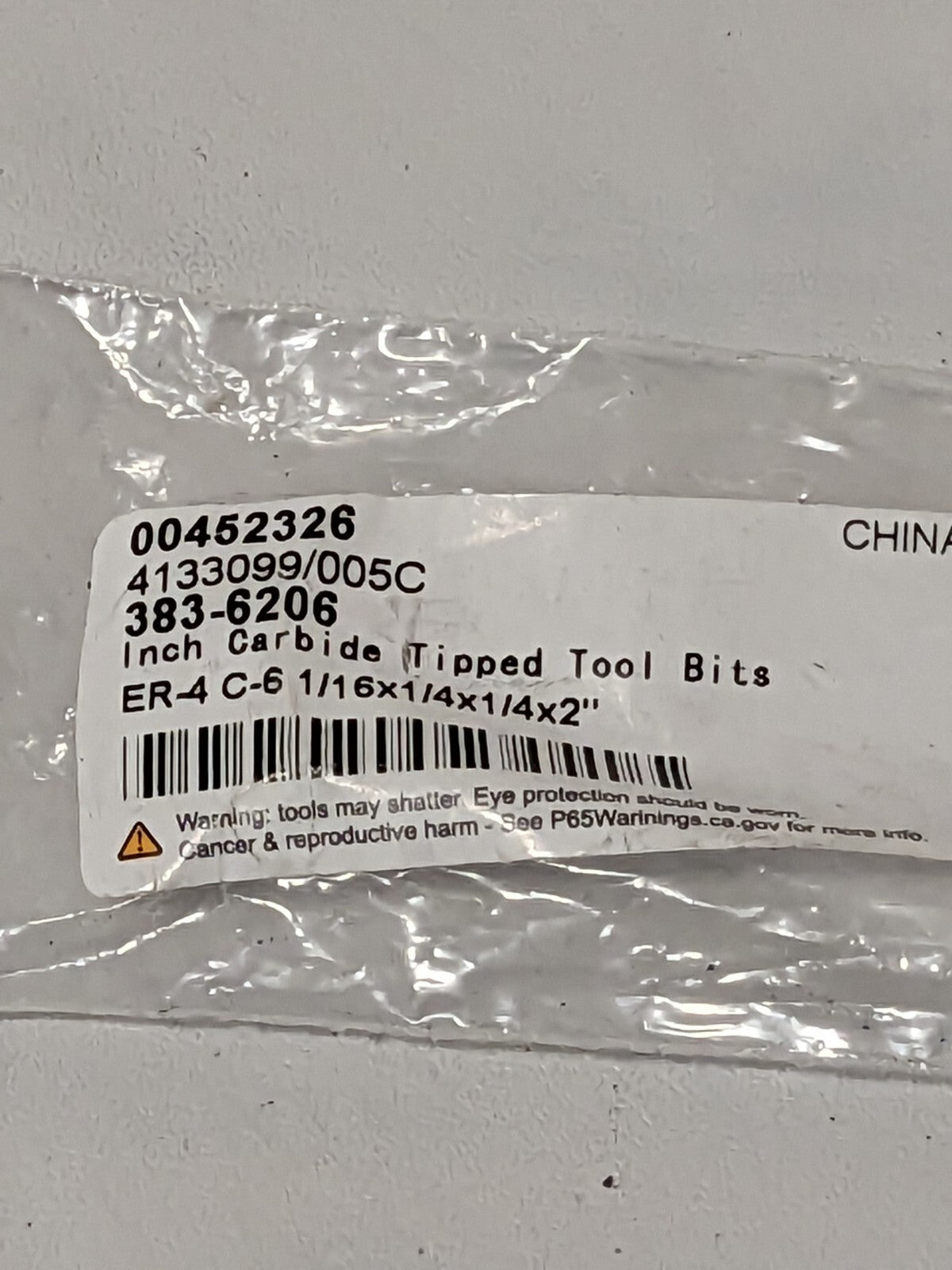 Single Point Tool Bit: ER-4, 1/4" Shank Width, 1/4" Shank Height 383-6206
