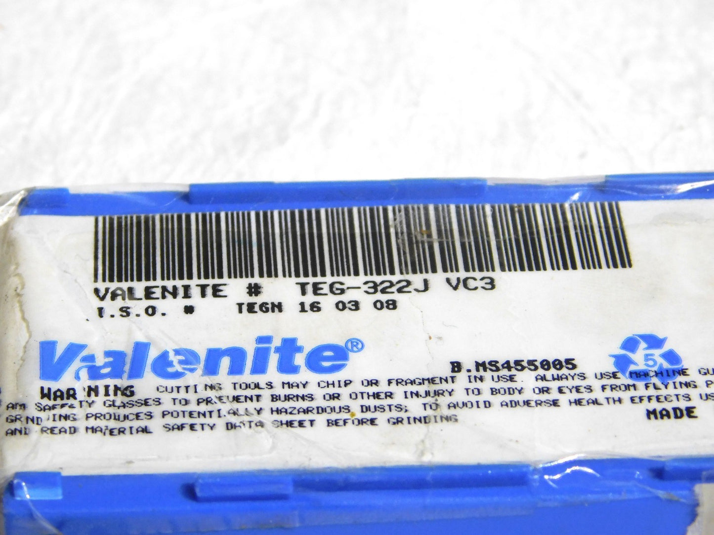 Valenite Carbide Inserts TEG-322J Grade VC3 Qty 10 B.MS455005
