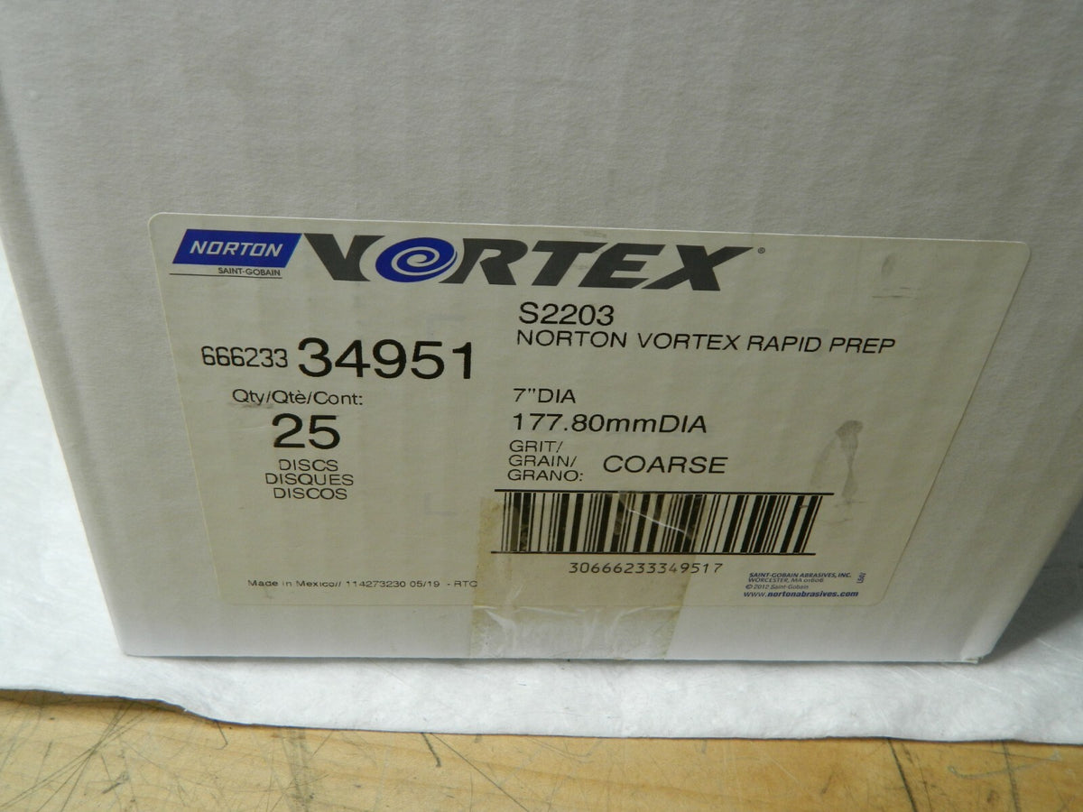 NORTON 7" Diam Hook & Loop Disc Coarse Grade Qty 25 66623334951