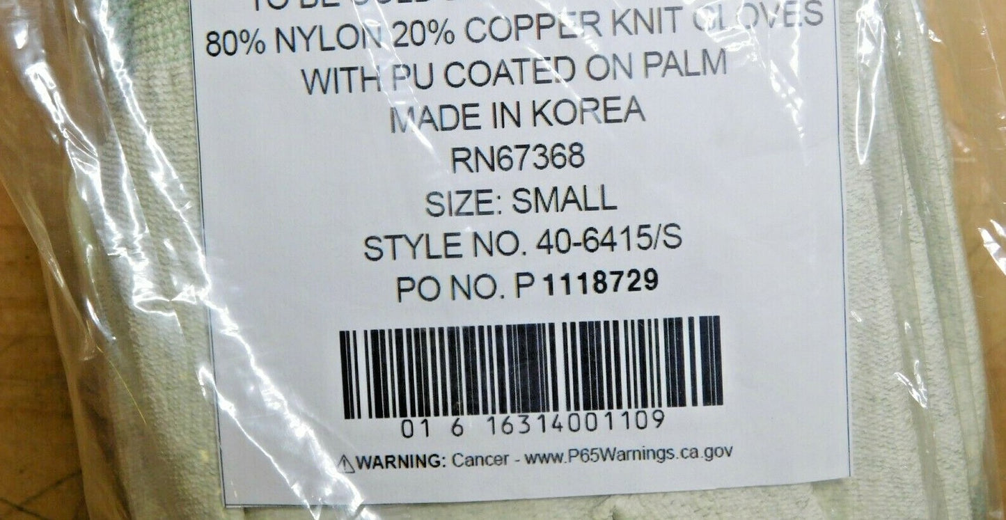 12 PAIRS PIP Antistatic Nylon Knit Gloves Polyurethane Palm Size SMALL 40-6415/S