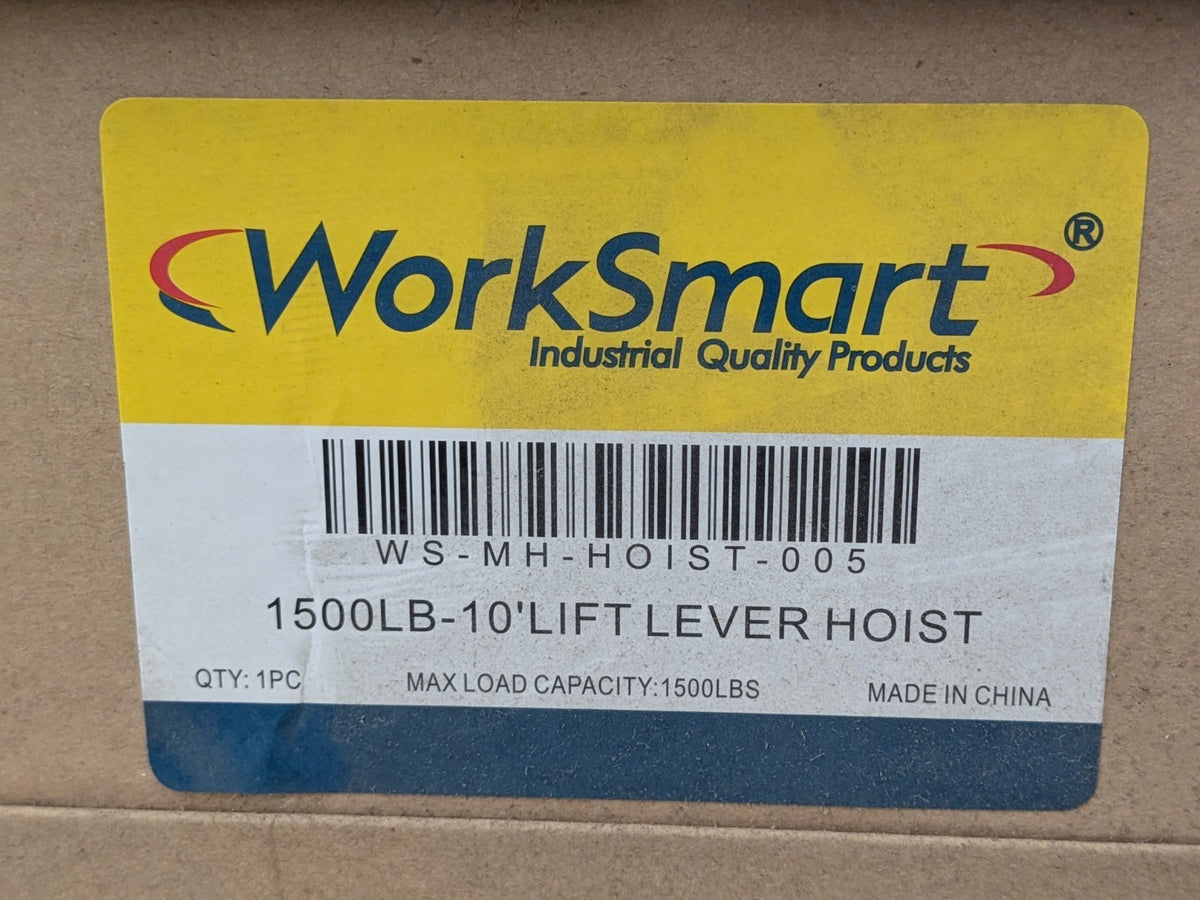 WorkSmart Manual Lever Operated Chain Hoist 1500 Lb. Capacity 10 Ft. Lift