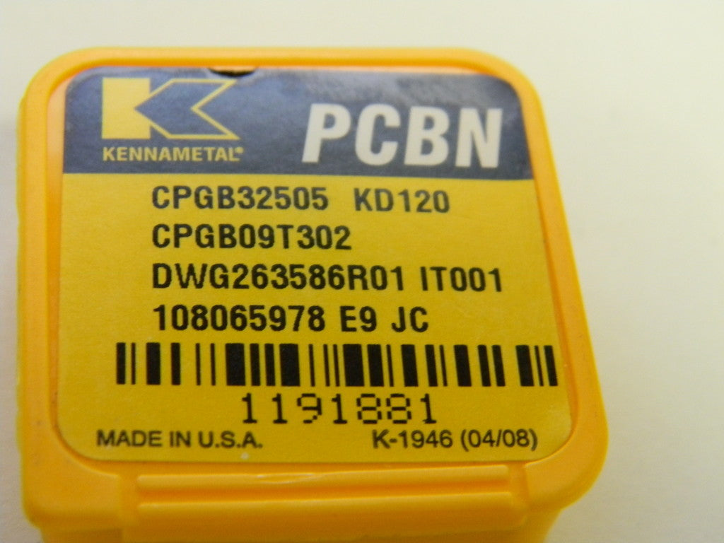 Kennametal PCBN Turning Insert CPGB09T302 CPGB32505 KD120 1191881
