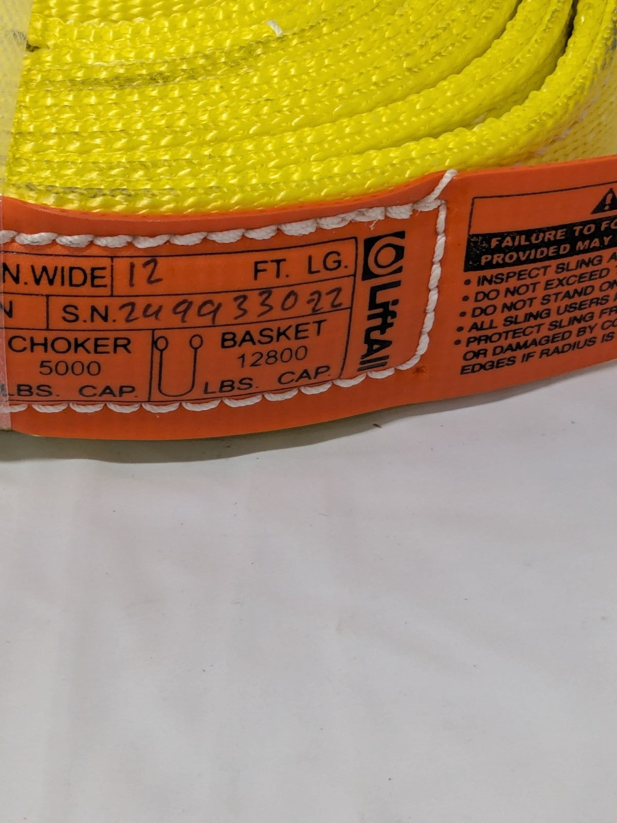 Lift-All Flat Eye & Eye, Type 3 Web Sling: 12' Long, 2" Wide EE2802NFX12