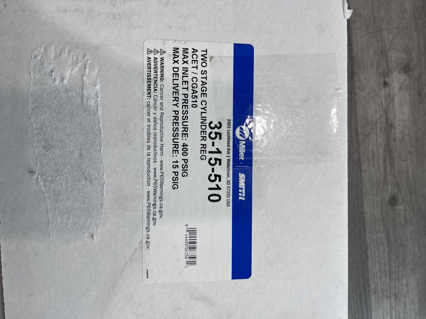 Miller/Smith 300 CGA Inlet Connection, B Fitting, 15 Max psi, Acetylene Welding