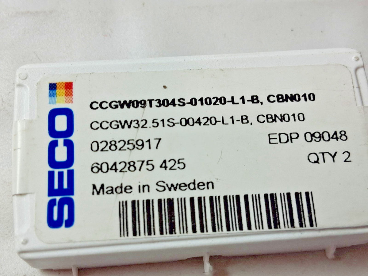 Seco PCBN Turning Inserts 2PK CCGW 32.51S-00420-L1-B 02825917
