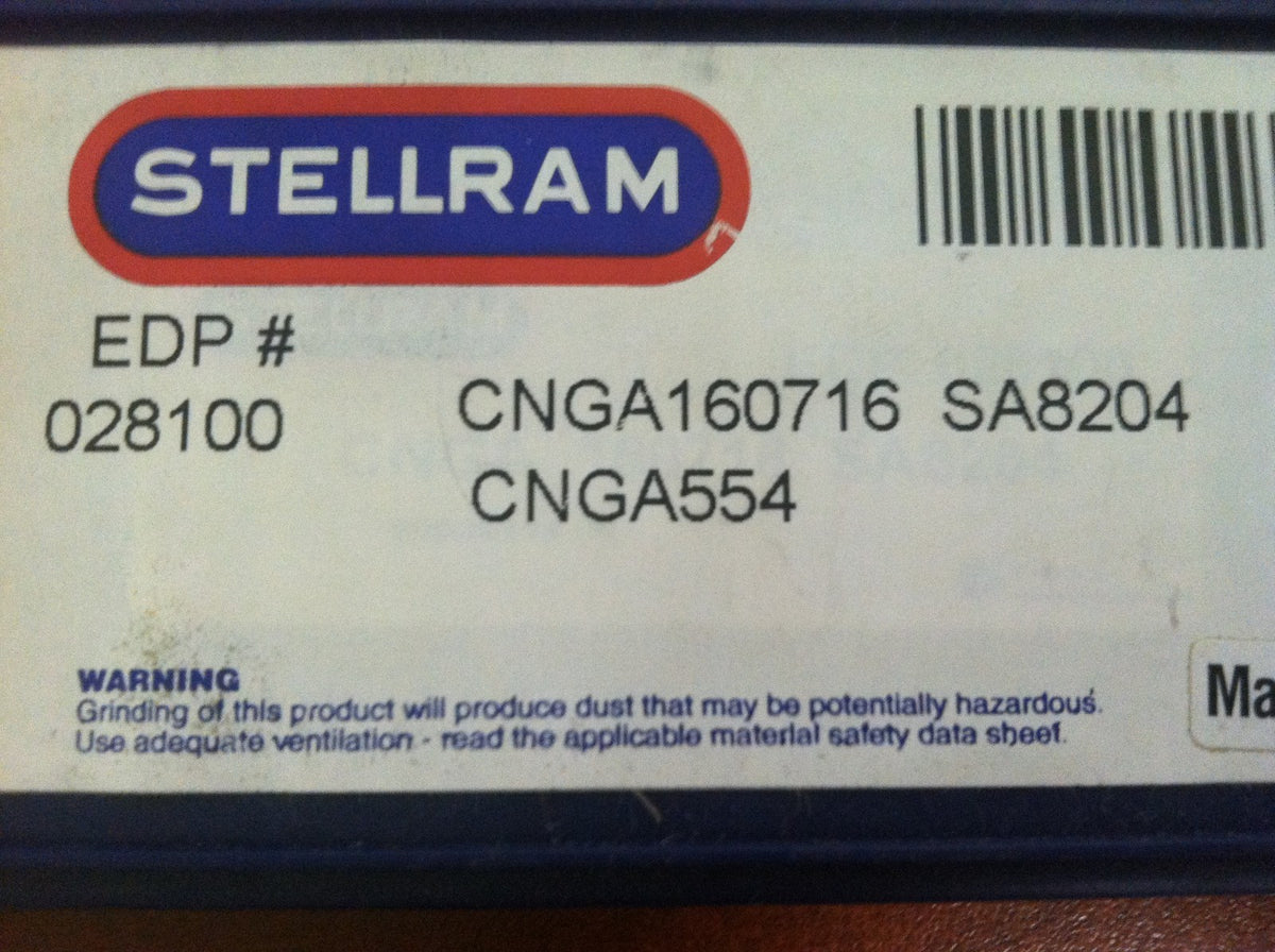Stellram Ceramic Turning Inserts CNGA554 Grade SA8204 Qty. 10 028100